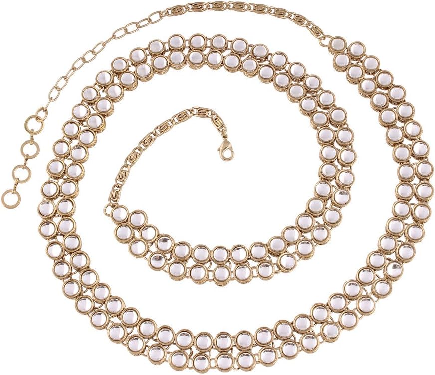 I Jewels Rhodium Plated Indian Wedding Bollywood Ethnic Kundan Studded Kamarband/Belly Chain for Women (B016-1)