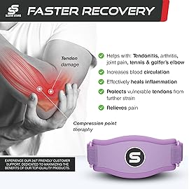 Sleeve Stars Tennis Elbow Brace for Women - Adjustable Tennis Elbow Strap, Golfers Elbow Brace for Men, Counterforce Brace for Tennis Elbow for Tendonitis Relief, Fits 9-23 (Pair/Light Purple)