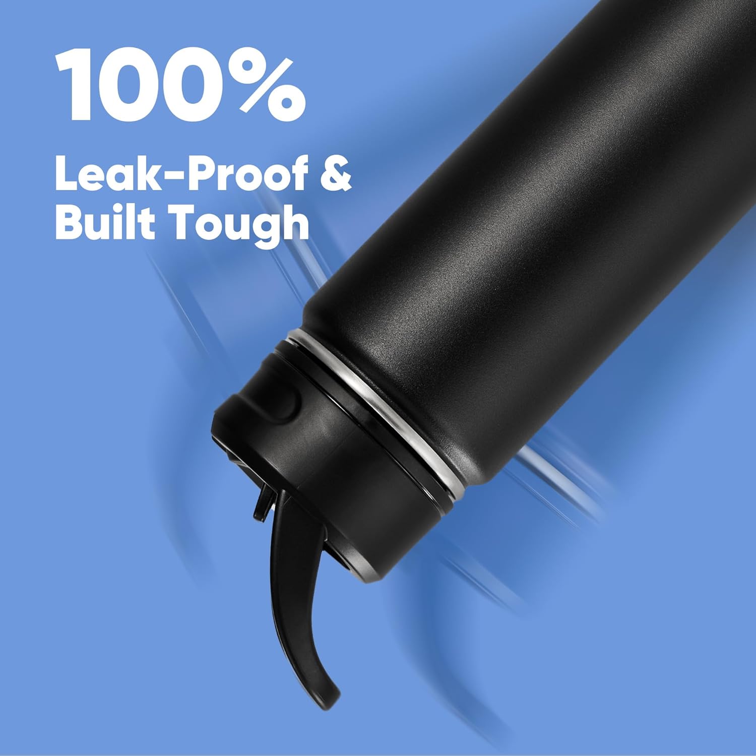 18oz Insulated Stainless Steel Water Bottle with Straws, Double Wall Vacuum Insulated Bottles, Metal Thermo for Travel, Sports, Leak-Proof, BPA Free, Women & Men, Black - Image 4