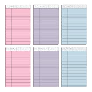 TOPS 5 x 8 Legal Pads 6 Pack Prism Brand 2 Pink 2 Blue 2 Purple Narrow Ruled