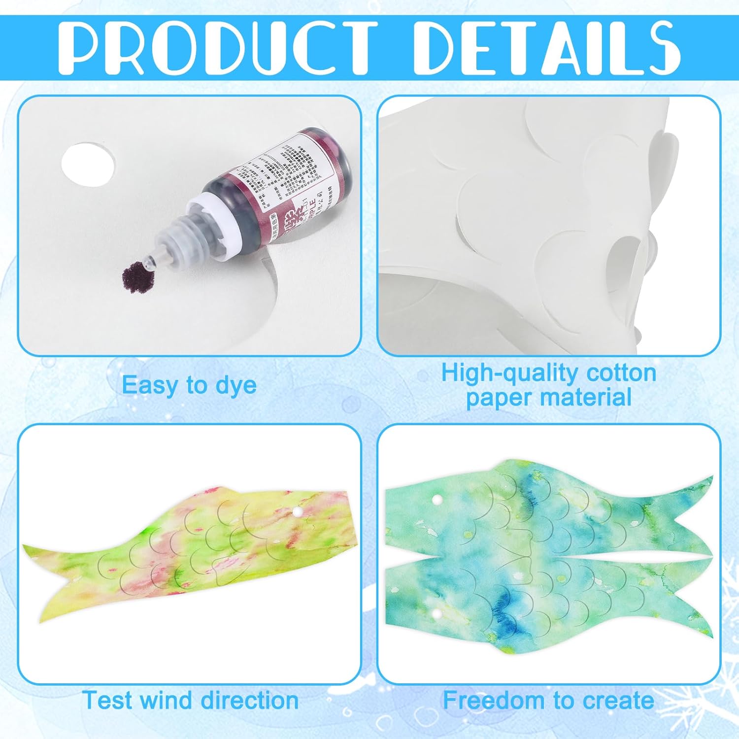 36 Pcs Japanese Carp Wind Sock Activity Kit Fish Windsock Koinobori Fishing Paper Kites Koi Japanese Carp Streamer Fish Flags for Outdoors Home Yard Garden Hanging Decorations