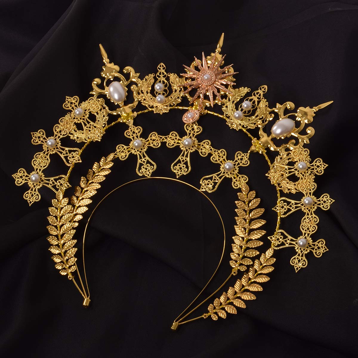 BLESSUME Mary Halo Corona Fascia Dea Oro Donne Costume Copricapo (Oro 3)