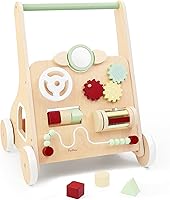 Vista 8 de PairPear Juguetes de Paseo de Madera para Bebés, Andadores de Madera con Velocidad Ajustable para Bebés Aprendiendo a Caminar, Juguetes de Empujar