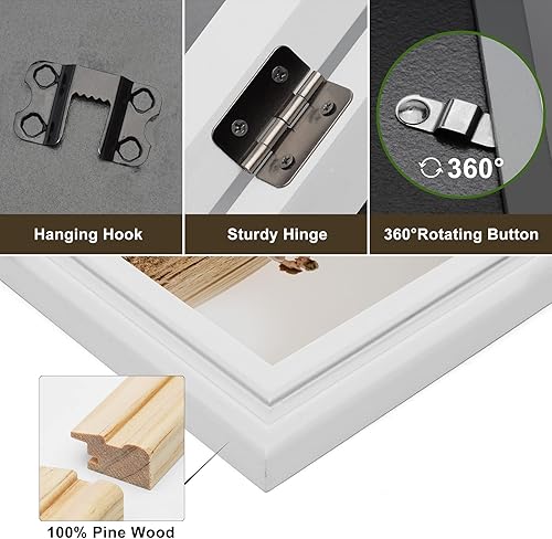 Miniatura 5 de WISADD Portarretratos verticales y horizontales de 4 x 6 pulgadas, marcos de fotos plegables de madera con doble bisagra con frente de vidrio real