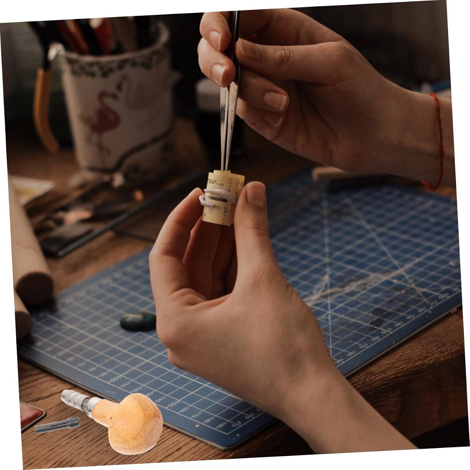 DOITOOL 3 Sets Wooden Handle Pin Vise and Chuck Tool for Jewelry Repair DIY Crafting and Watchmaking Heads Simple Operation Suitable for Woodworking and Model Making
