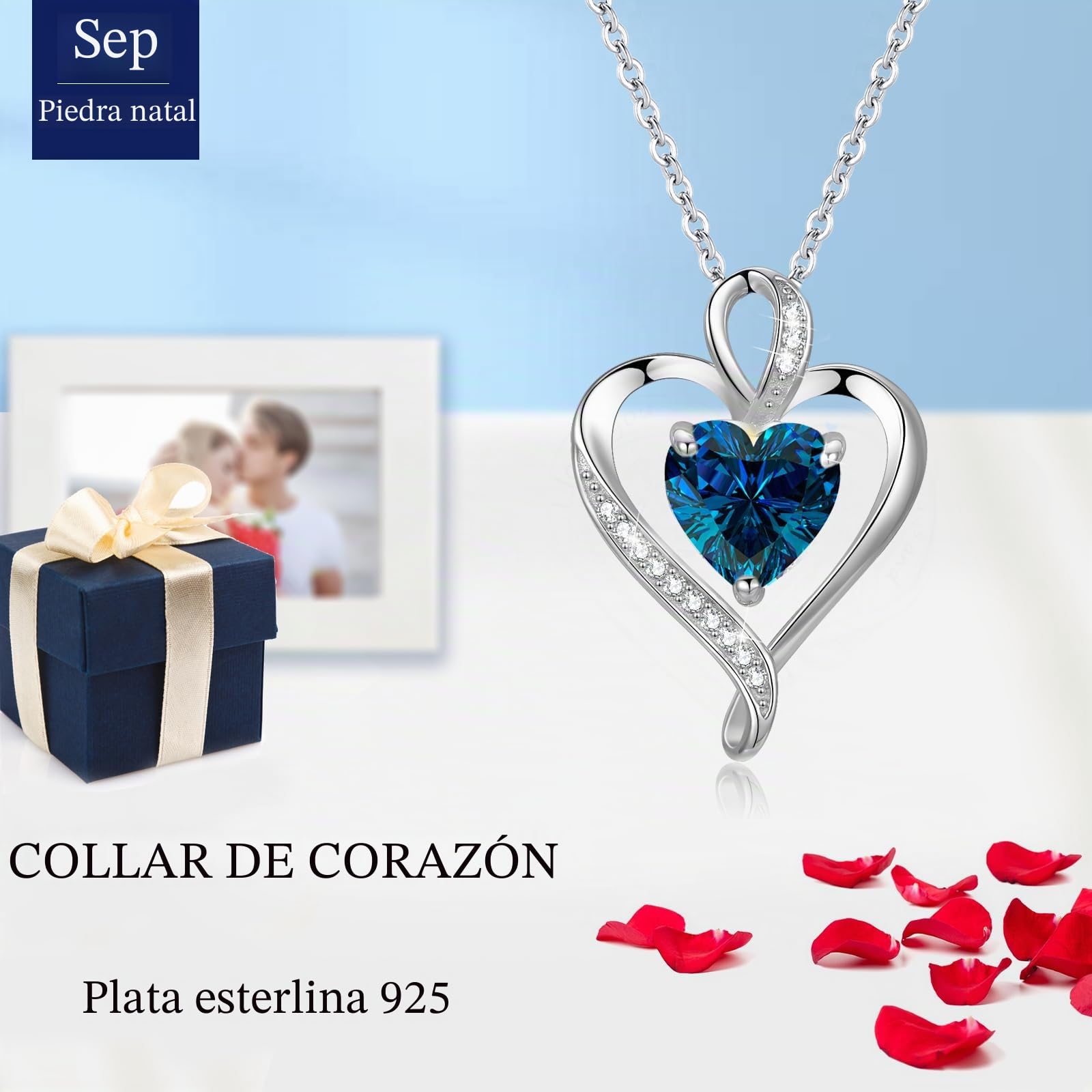 LAVUMO Collares Mujer Amor Colgante de Corazón Auténtica Plata de Ley 925/Latón Collar Mujer Joyas Regalos para Esposa Novia Cumpleaños Navidad Día San Valentín Regalo