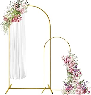U+U 7.2FT, 6FT Arch Backdrop Stand, Gold Wedding Arch Stand Set of 2 for Birthday Party Bridal Baby Shower Balloon Arch Decoration (7.2FT, 6FT)