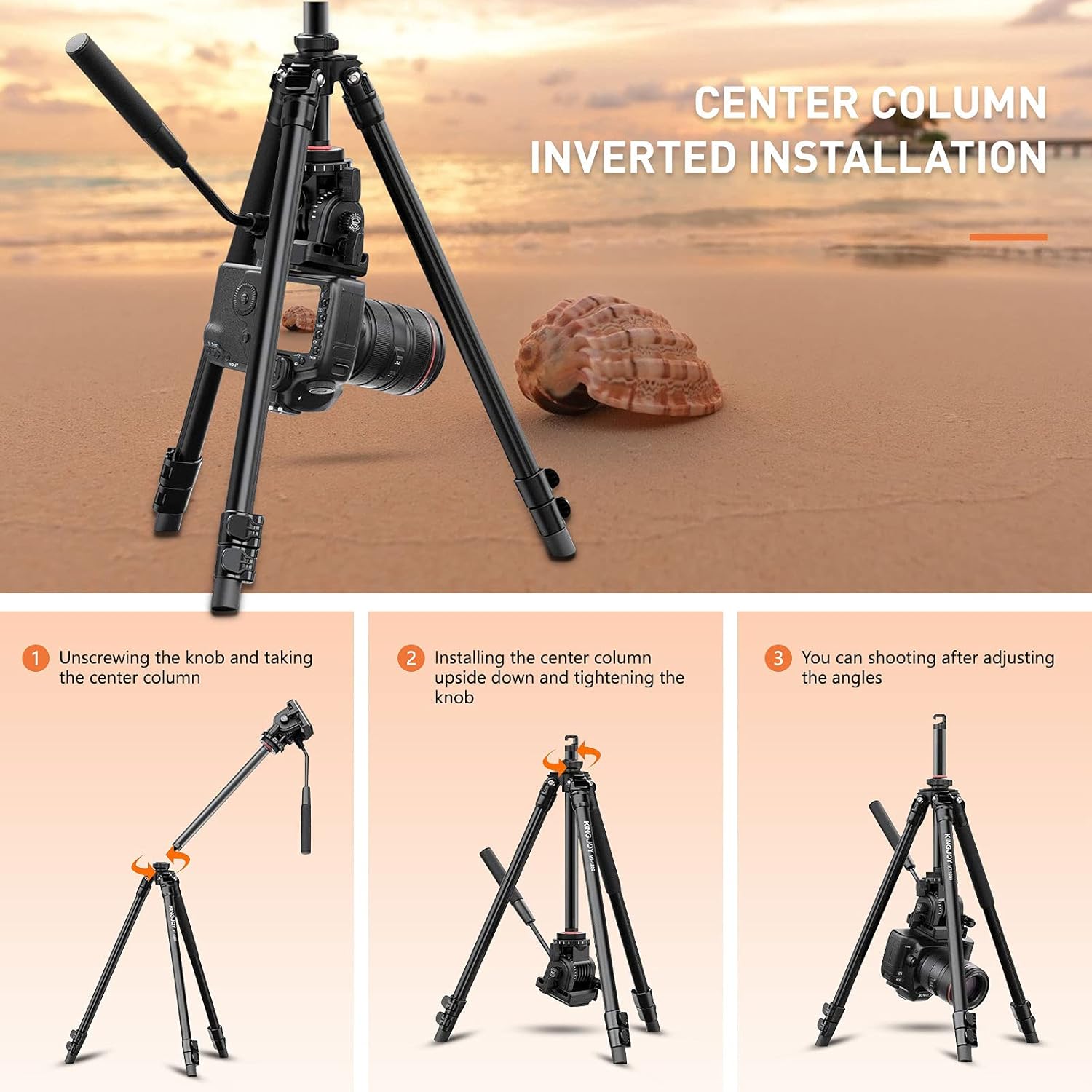 Top Rated KINGJOY Video Camera Tripod Professional Fluid Head Tripod 61 for Canon Nikon DSLR with 1/4 Quick Release Plate Zipper Bag Max Load 22 Lbs for Vlog Travel Work YouTube Video Recording Photography