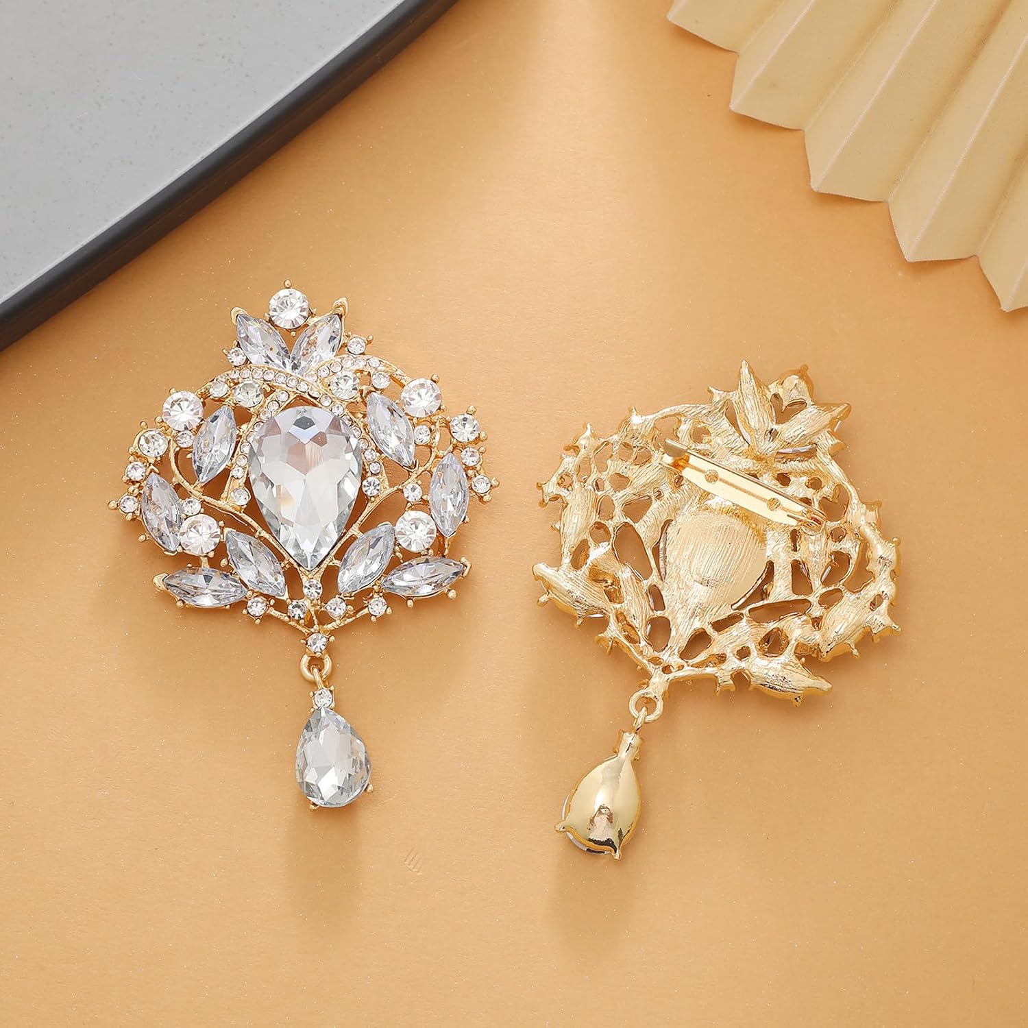 26 Pieces Wedding Bouquet Bulk Brooches for Women Fashion, Large Rhinestone Flower Brooch Pins for Crafts