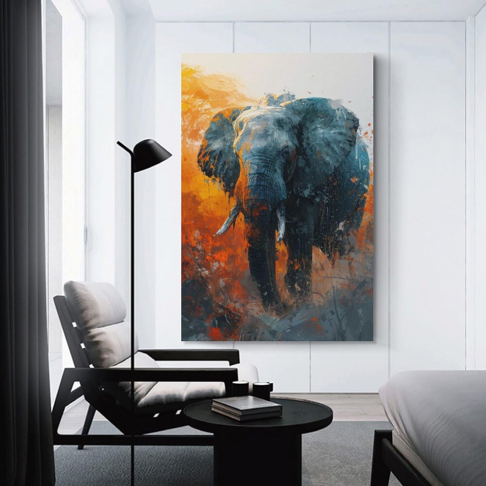 Junmoney Majestic Elephant Gaze Canvas Wall Decor, 24x36inch(60x90cm), for Gallery Wall Decor And Room Displays, Wall Decor Suited to Curated Displays