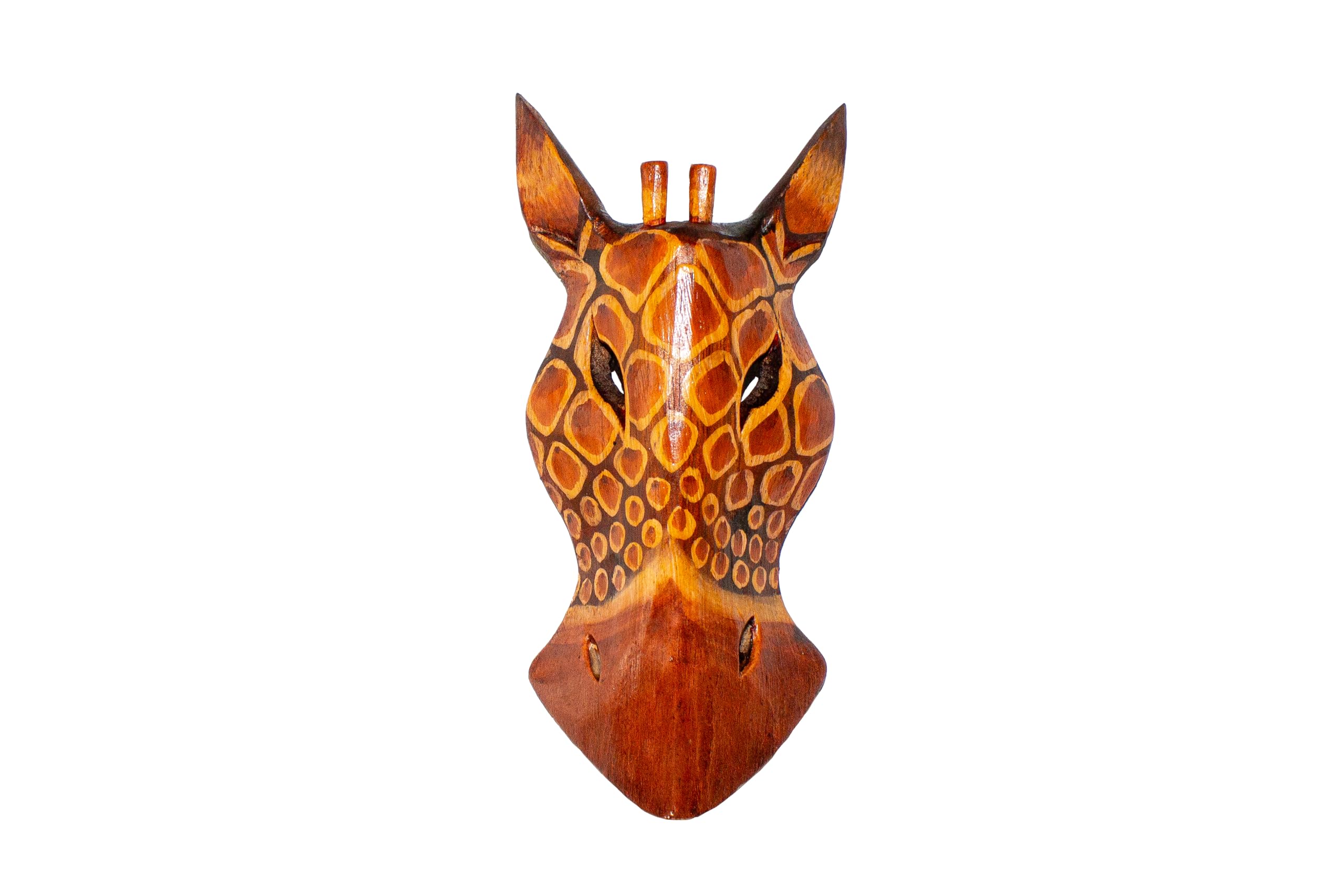 Woru Multicoloured Mask Giraffe 20 Cm Wooden Mask From Bali Wall Mask Animal Mask