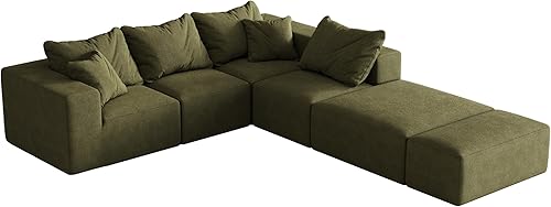 Miniatura 7 de Modular Sectional Sofa Set 132in L Shaped Couch, Boneless Cloud Couch Convertible Sectional Couches Sofa with Pillows, Living Room Furniture Sets