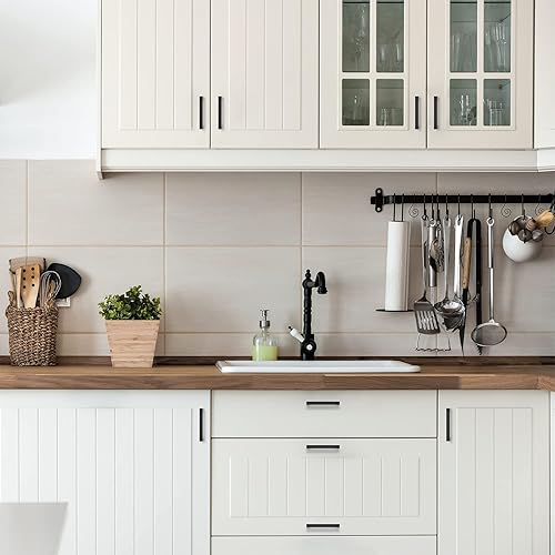 Miniatura 5 de Ravinte Paquete de 25 manijas cuadradas de gabinete de cocina de 4 pulgadas, color negro mate, tiradores de cajón negros, manijas de gabinete de