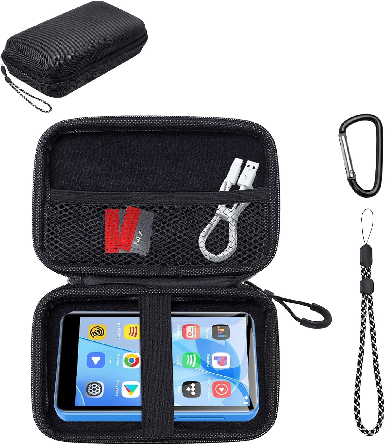 Carrying Case for Diofox M8 MP3 Player- Hard Shell Protective Carrying Case, Portable Travel Storage Bag with Lanyard & Carabiner | Anti-scrathes&Shockproof