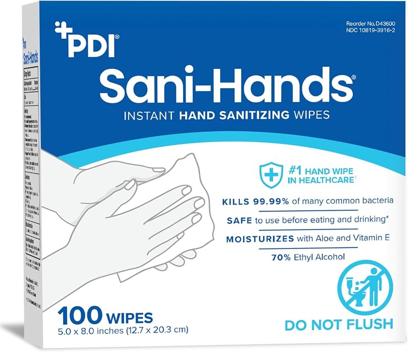 Sani-Hands Ethyl Alcohol Hand Sanitizing Wipe Individual Packet 10 Wipes each 10 Packs