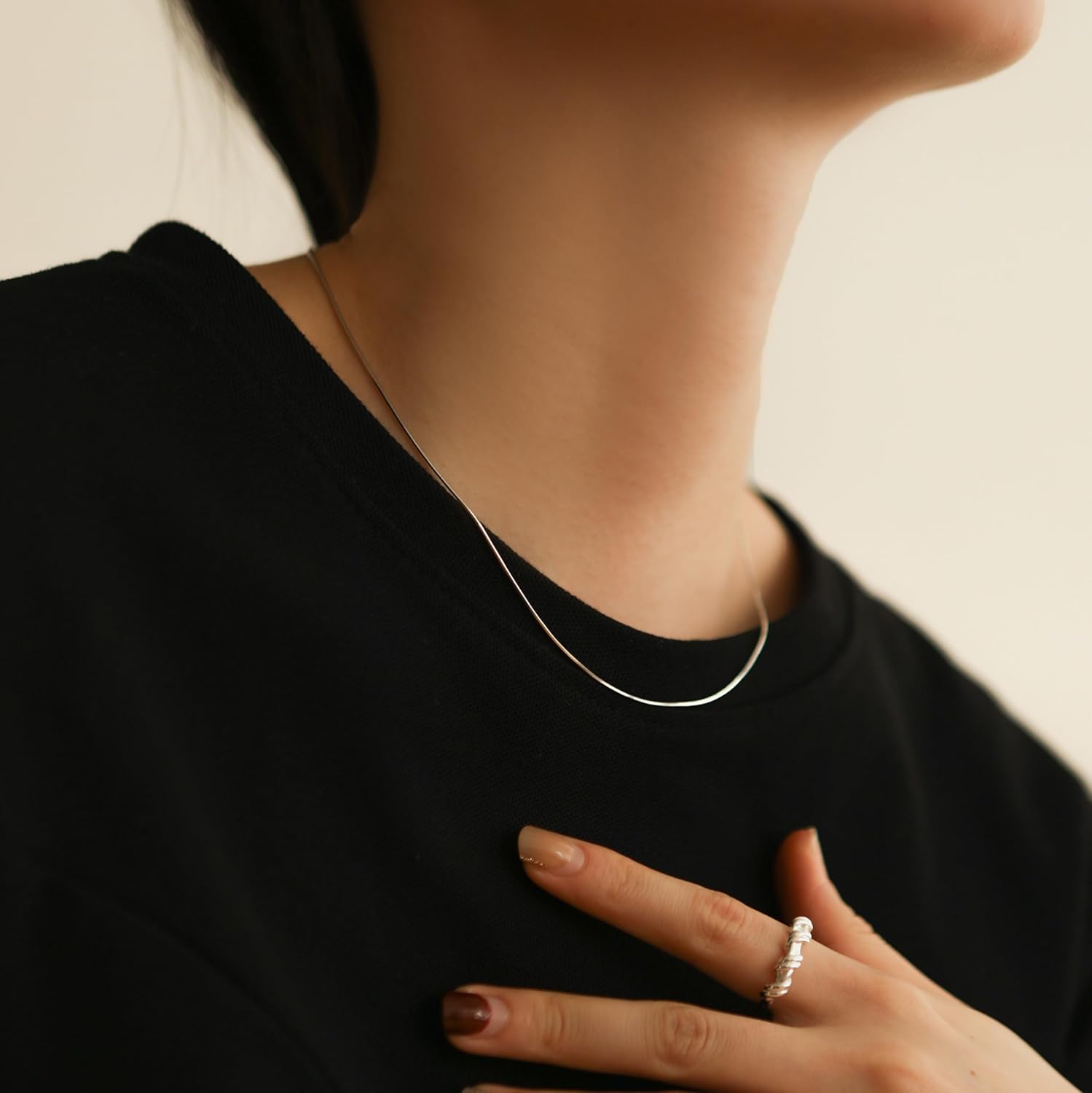 Shapes Studio Stacking Herringbone Necklace, Minimalist Style, Gold Vermeil Necklace, Short Necklace, Never tarnish