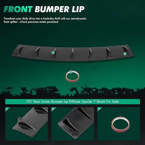 Vista 158 de SCITOO Alerón de labio delantero para Hyundai Elantra 2017-2018 para parachoques delantero negro brillante