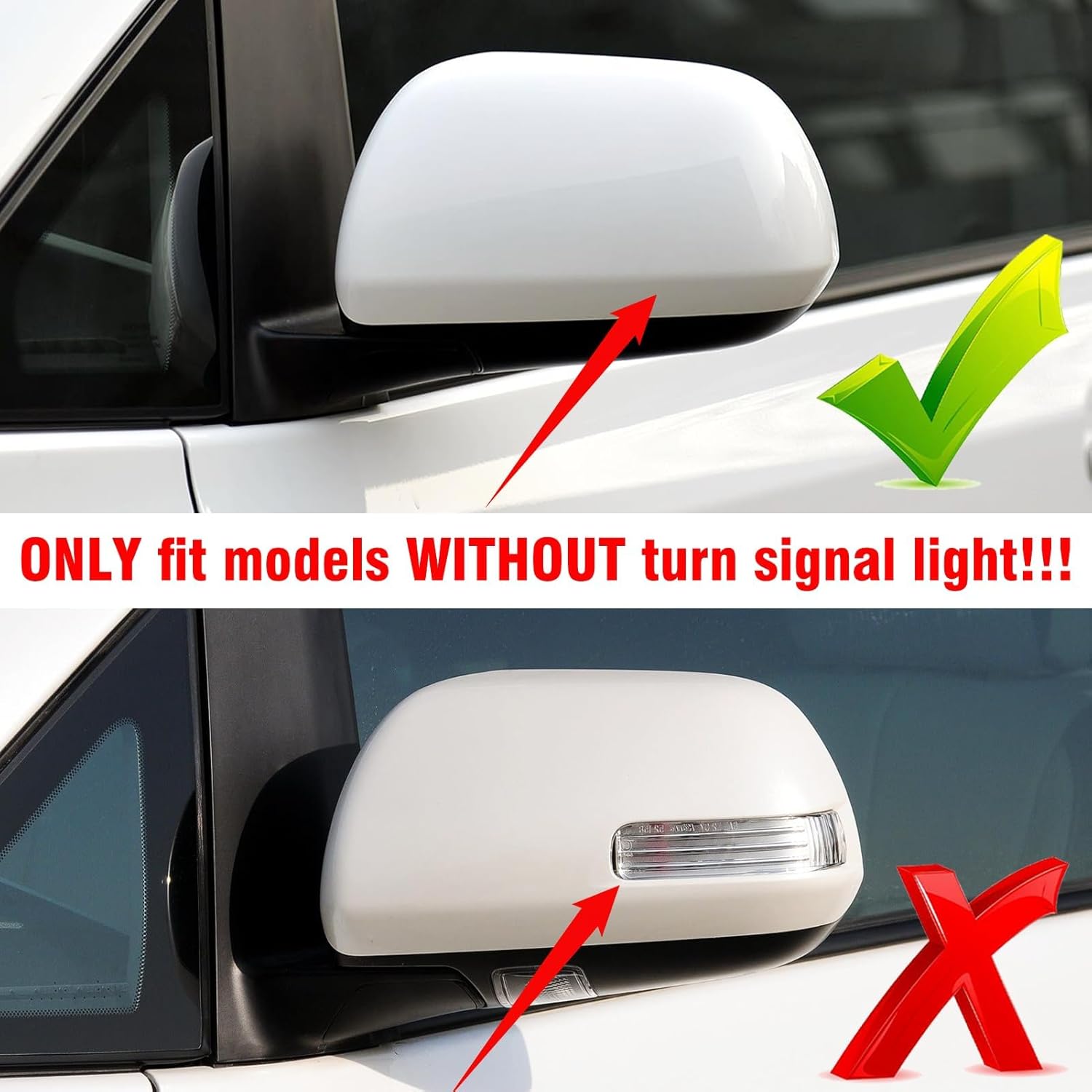 Moonlinks 1Pair Compatible with 2012 2013 2014 2015 2016 2017 2018 2019 2020 Toyota Sienna Mirror Cover Replacement, White Left Driver Side&Right Passenger Side Door Rearview Side Clip-on Mirror Cap