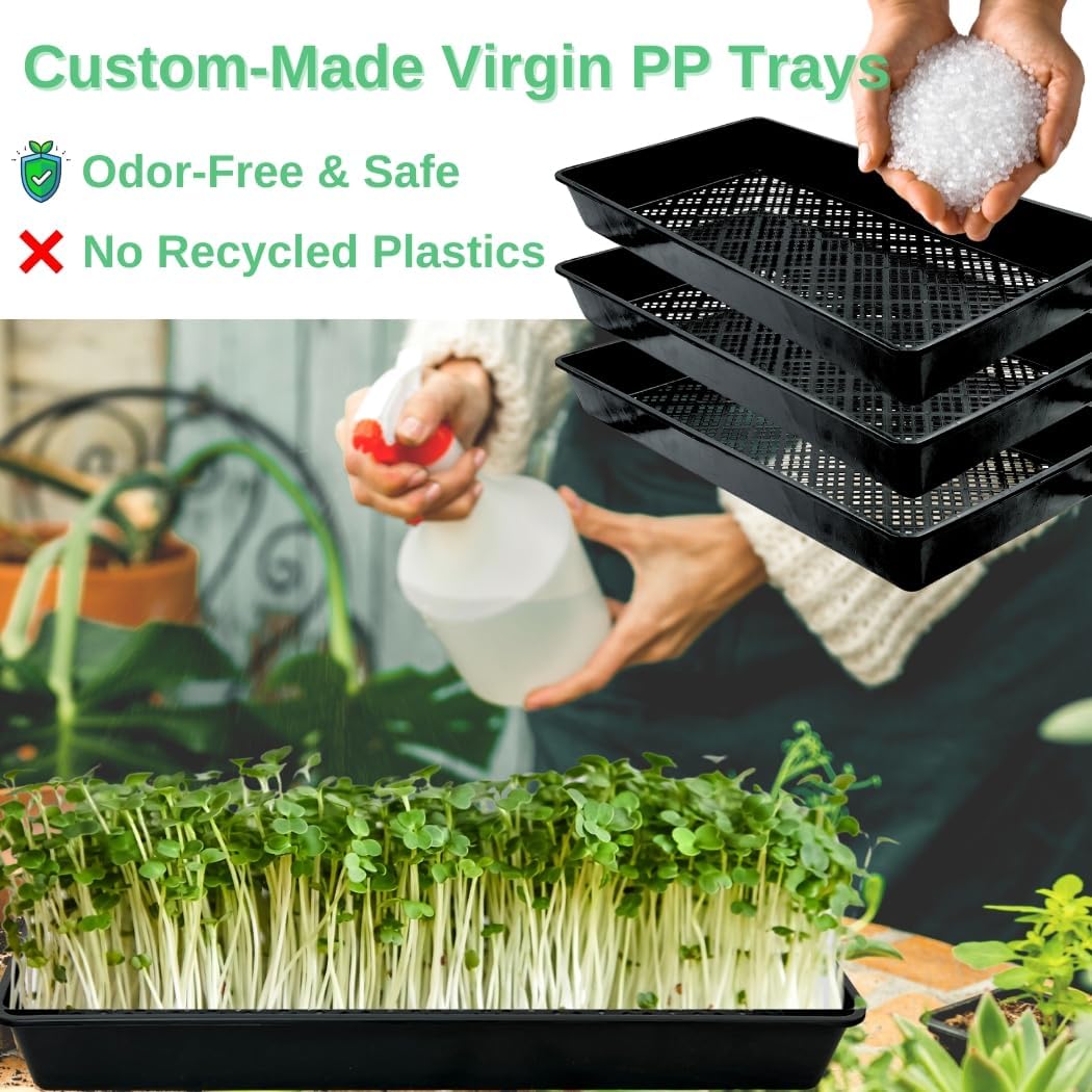 1020 Mesh Tray Soil Blocking Tray 1020 Trays Seedling Starter Trays 5 Pack Black 10x21 Inches for Microgreens Hydroponic