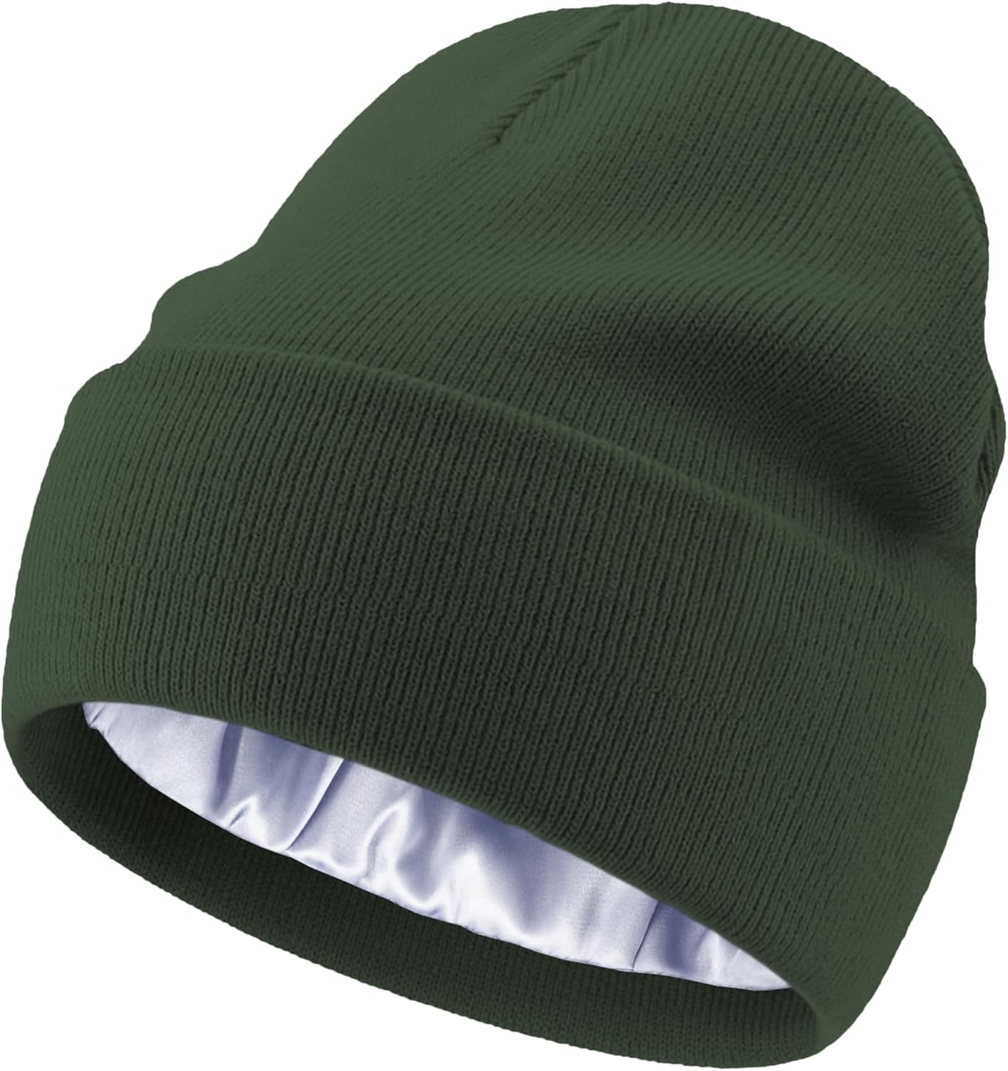 Satin Lined Knit Beanie Hat-100% Cotton Winter Hats for Women Men Silk Lining Soft Slouchy Warm Cuffed Beanies Hat