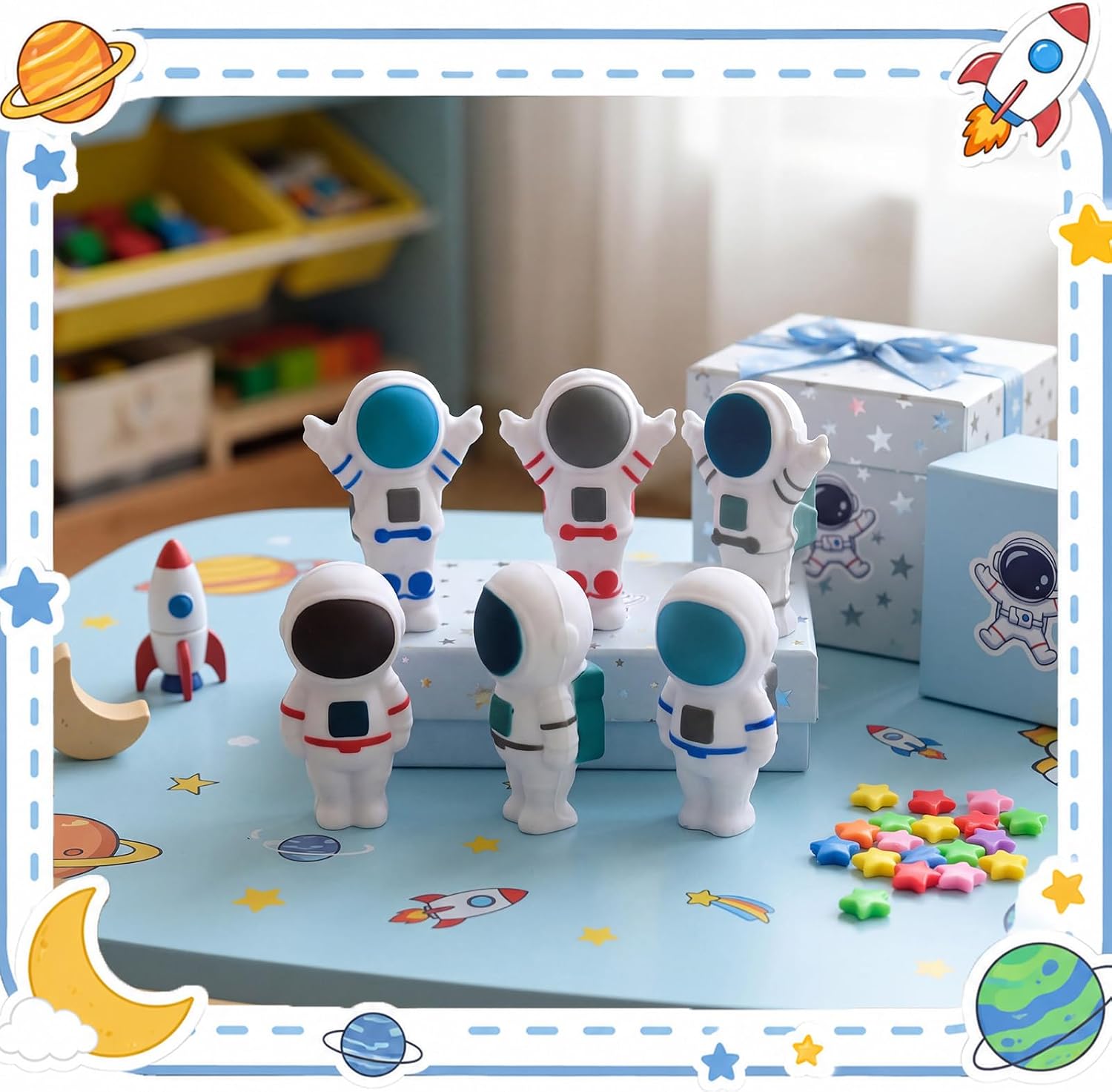 24 Pcs Astronaut Stress Balls Party Favors for Boys Girls Kids Fidget Toys Bulk Anxiety Relief Balls for Stress Toy Game Birthday Party Decoration