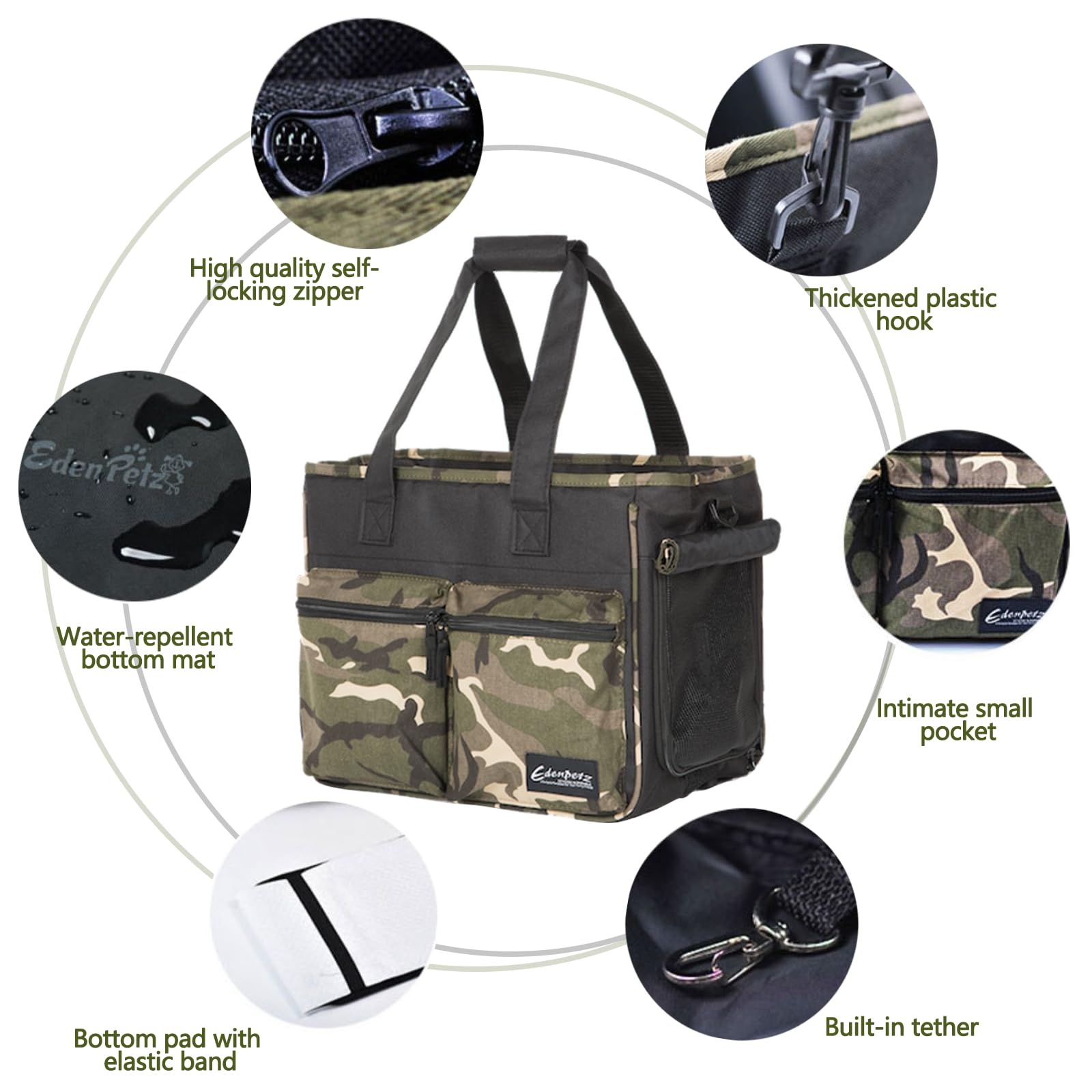 Galatée Bolsa Transportadora para Gatos, Bolsa Plegable para Mascotas Aprobada por Aerolíneas, Transportín De Viaje para Gatos y Perros, Bolsa De Transporte para Viajes Largos(Verde)