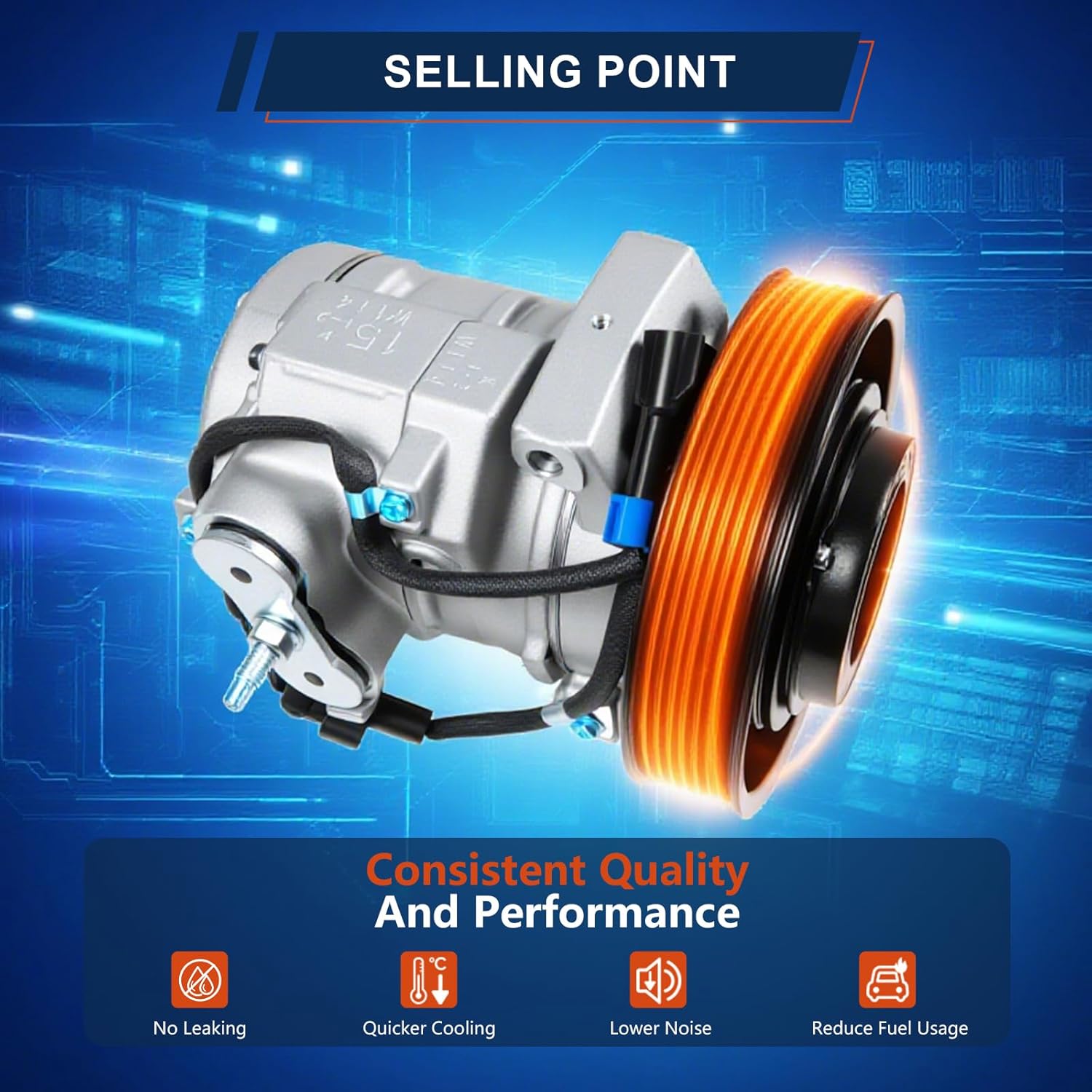 2265771000A/C Compressor with Clutch Replacement for Freightliner Cascadia 113 125 126 2011-2019 12.8 14.8 15.6L CO29043C 198372