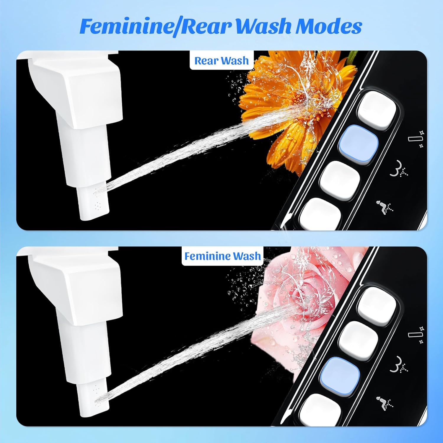 Bidet Attachment for Toilet,Non-Electric Bidet Attachments with Independent Adjustable Water Pressure,Retractable Self-Cleaning Nozzles for Feminine and Rear Washing-Black