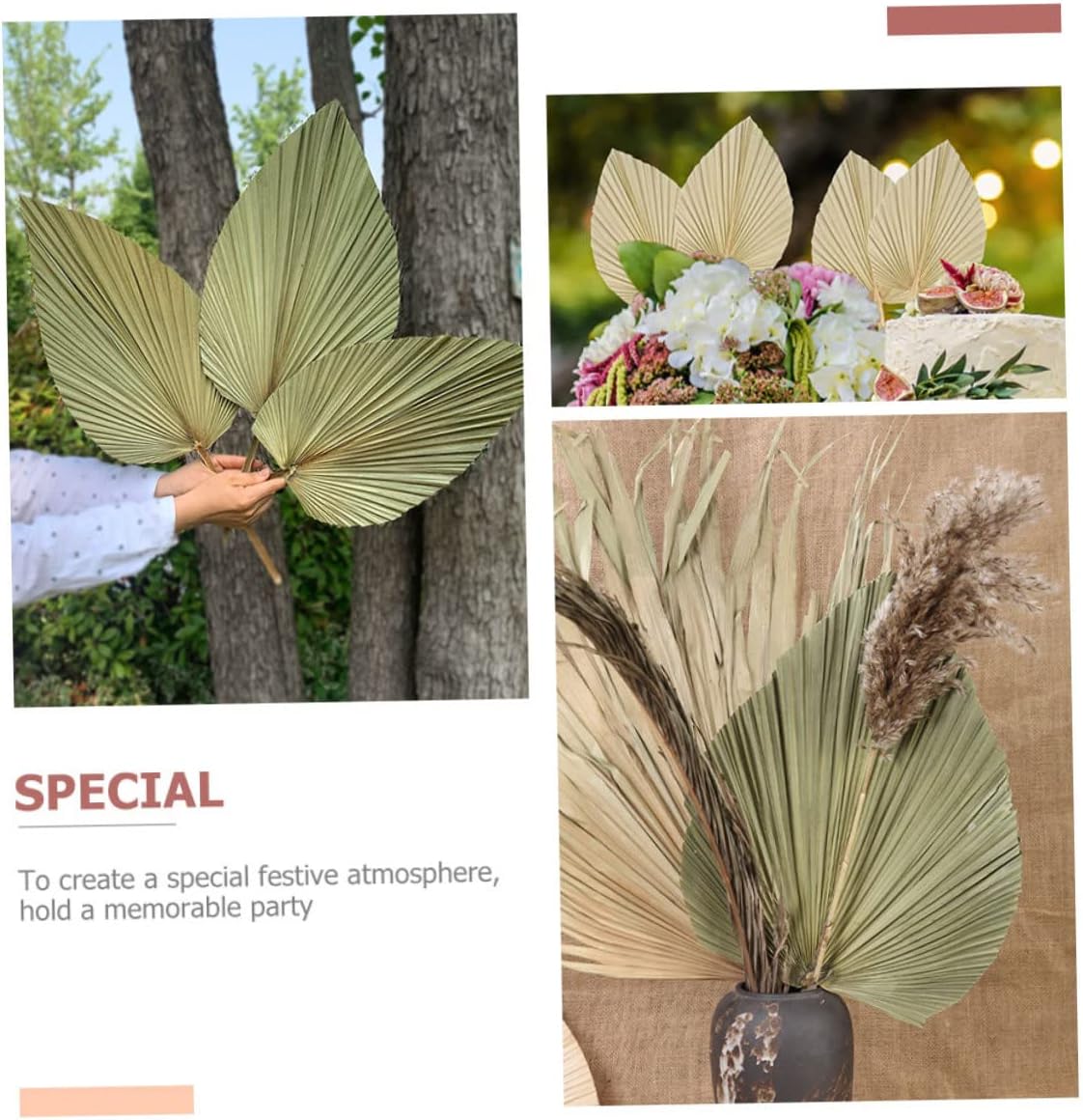 ORFOFE 4pcs Palm Leaf Decor for Wedding Parties Leaf Props for Elegant Decoration for Arches Window Displays and Artistic Wall Decor