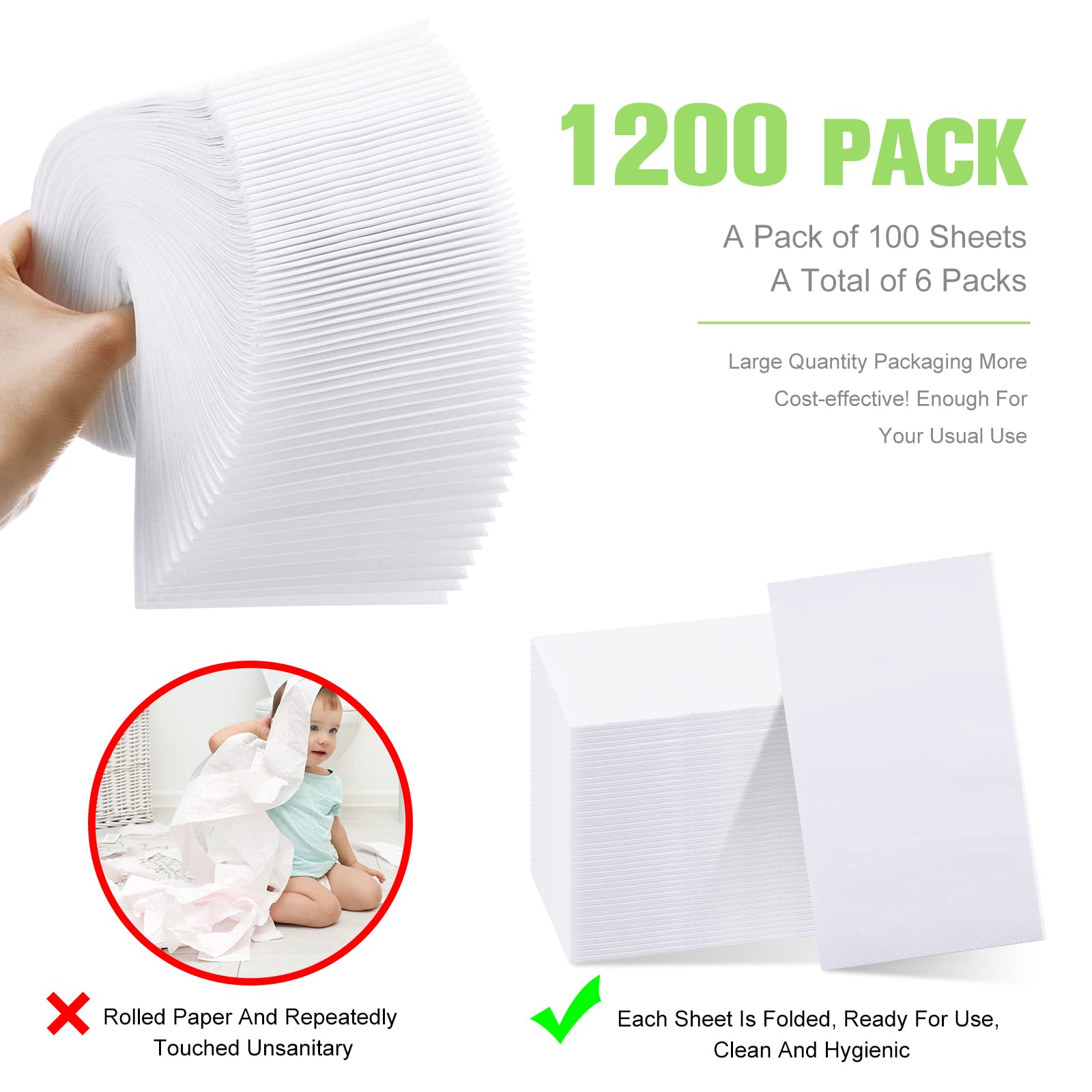 Servilletas desechables para baño, servilletas blancas, toallas de papel desechables, toallas de papel de invitados, servilletas suaves y absorbentes, servilletas de 2 capas, servilletas de papel