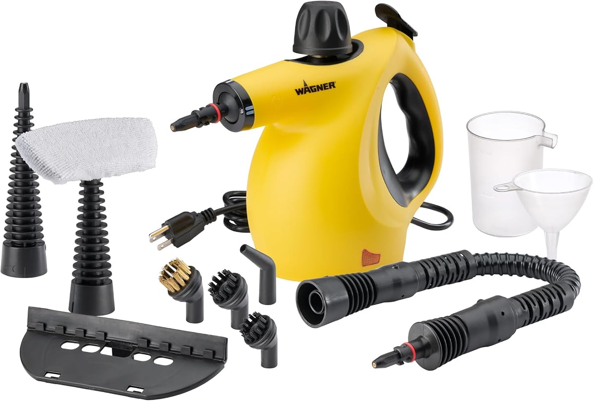 Spraytech 505e Handheld Steam Cleaner with 11 Accessories | Handheld steamer includes 11 accessories for chemical-free cleaning around homes with pets and children.