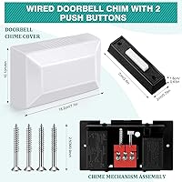 Vista 4 de Saillong Wired Door Bell Chime Kit, 2 16V 10VA Two Note Lighted Doorbell Push Buttons for Front, Rear Door and Door Bells Chime Box for Home Wall
