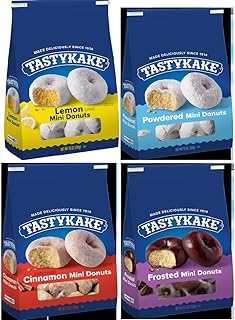 Mini Donuts Variety Pack, Lemon, Powdered, Cinnamon, Frosted Flavors, 10 oz Bags