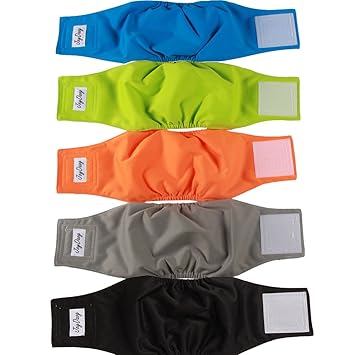 JoyDaog Reusable Belly Bands for Dogs,(5 Pack) Premium Washable Dog Diapers Male Puppy Nappies Wrap, M