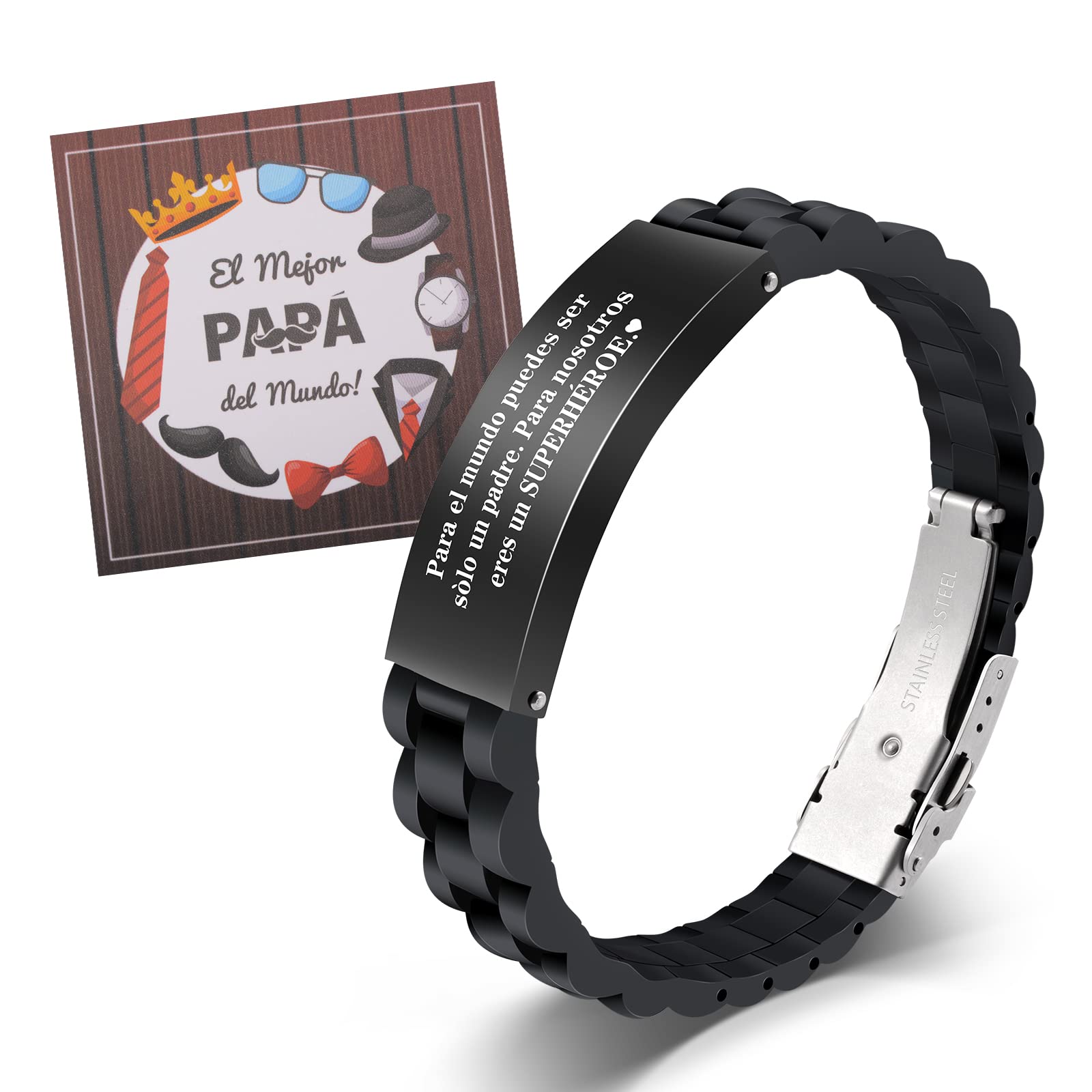 VU100 Pulsera para Papá, Regalo para el Día del Padre, Regalo Hombres para Mi Mejor Papá, Regalo de Cumpleaños Padre