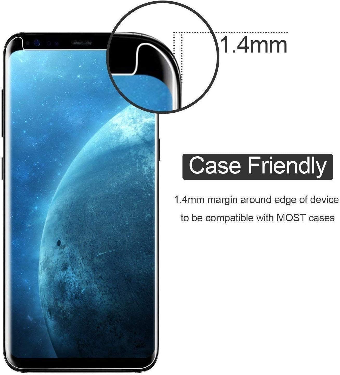 Samcorn Galaxy S8 Screen Protector [2-Pack], Tempered Glass Screen Protector Case-Friendly[No Bubbles][Easy to Install][Anti Fingerprint][Full Coverage] Screen Protector Compatible Samsung Galaxy S8