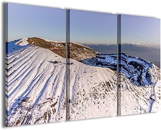 Stampe su Tela, Napoli Vesuvio Innevato Quadri Moderni in 3 pannelli già intelaiati, canvas, pronto per essere appeso, 120x90cm