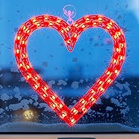 Vista 4 de LAMPHOME 50L Lighted Red Heart Valentine's Day Window Silhouette Decoration,Valentine Lights Heart Corazón rojo