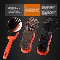 Vista 2 de SPTA Juego de 3 cepillos para detalles de automóvil, cepillo interior de cuero y textil, agarre cómodo y limpieza sin arañazos para salpicadero