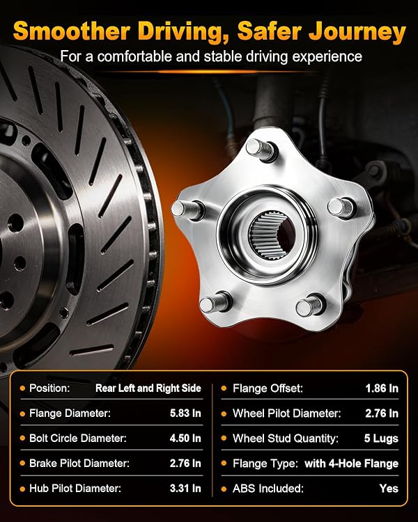 VANBOL 2PCS 512379 Rear Wheel Hub and Bearing Assembly Compatible with Nissan 370Z Infinitii EX35 EX37 FX37 FX35 FX50 G25 G35 G37 M35 M37 M45 M56 Q40 Q50 Q60 Q70 Q70L QX50 QX70 5 Lug w/ABS by VANBOL - Used condition - Image 3