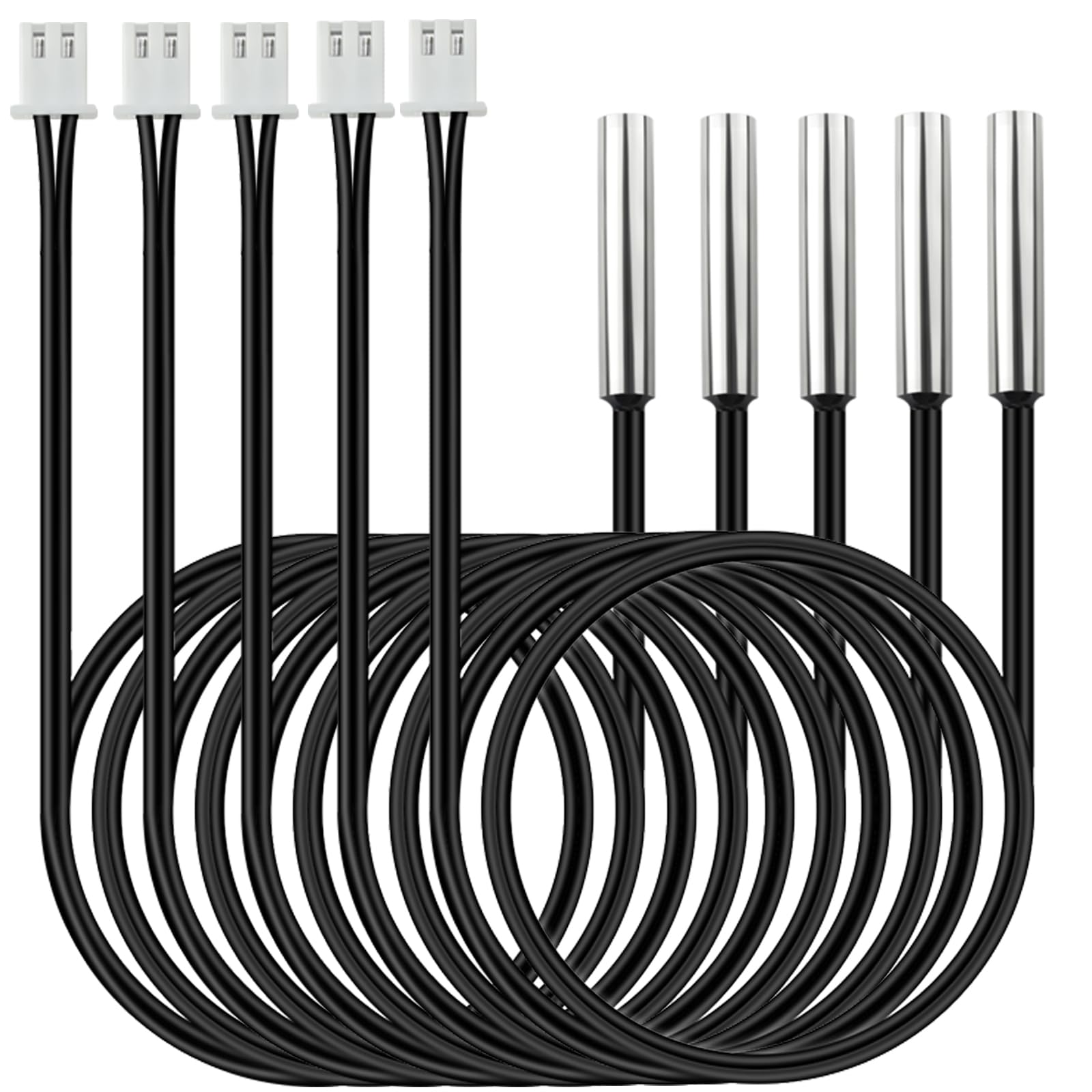 VWTNI 5PCS 1M Temperature Sensor Probe 10K, B3950 NTC Thermistor Sensor Probe, High Sensitivity Nickel-Plated Copper Housing, 1% Accuracy