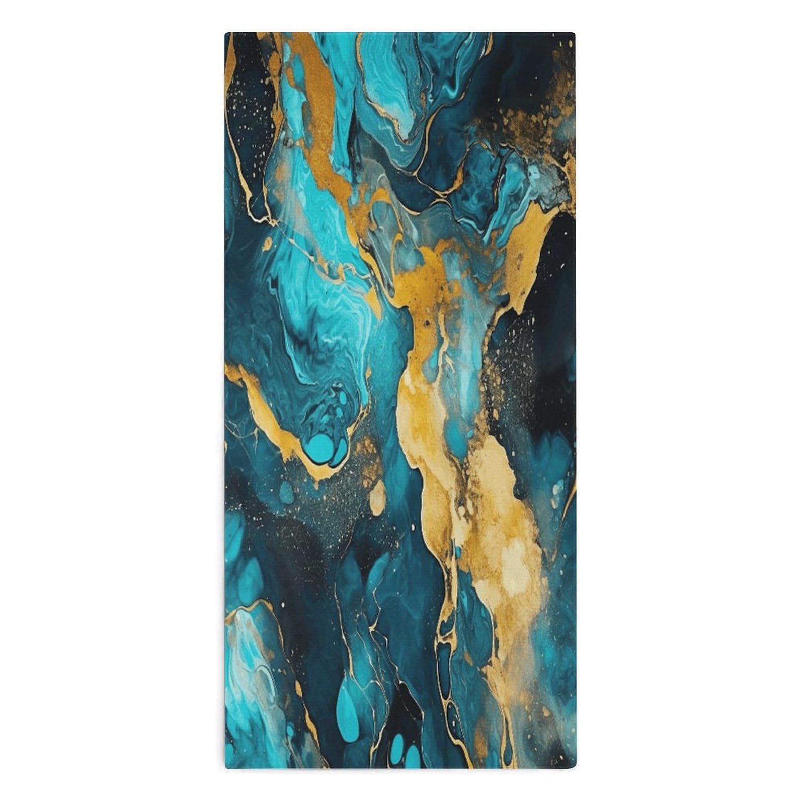 GBNMQED Face Towels Hand Towels for Bathroom Microfiber Towels Lightweight and Highly Absorbent Turquoise and Gold Printed Towels for Travel Camp Hotel 28.7" X 13.8"