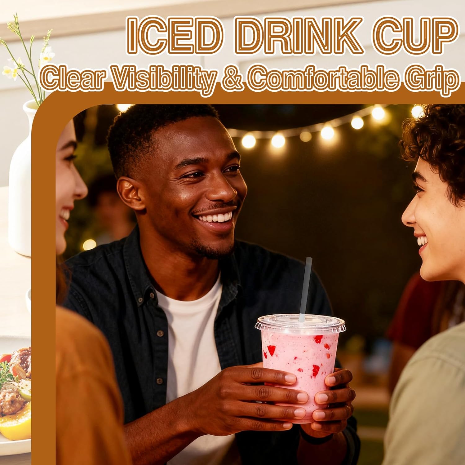 50 Pack Clear Plastic Cups with Lids and Straws,12 oz Disposable Iced Coffee Cups,PET Crystal Cups,Round Bottom To Go Cup for Iced Coffee Juice Smoothie Cold Beverage - Image 5