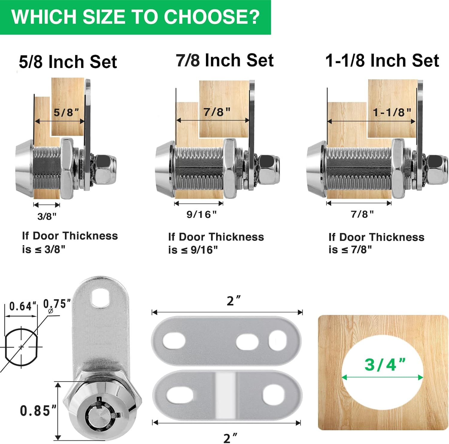 10 Pack Tool Box Lock with Keys, 5/8" Cabinet Lock Cam Lock Keyed Alike, Toolbox Lock Replacement Lock for Mailbox RV Storage Door with Manual, Zinc Alloy (10Pack，5/8 Inch)