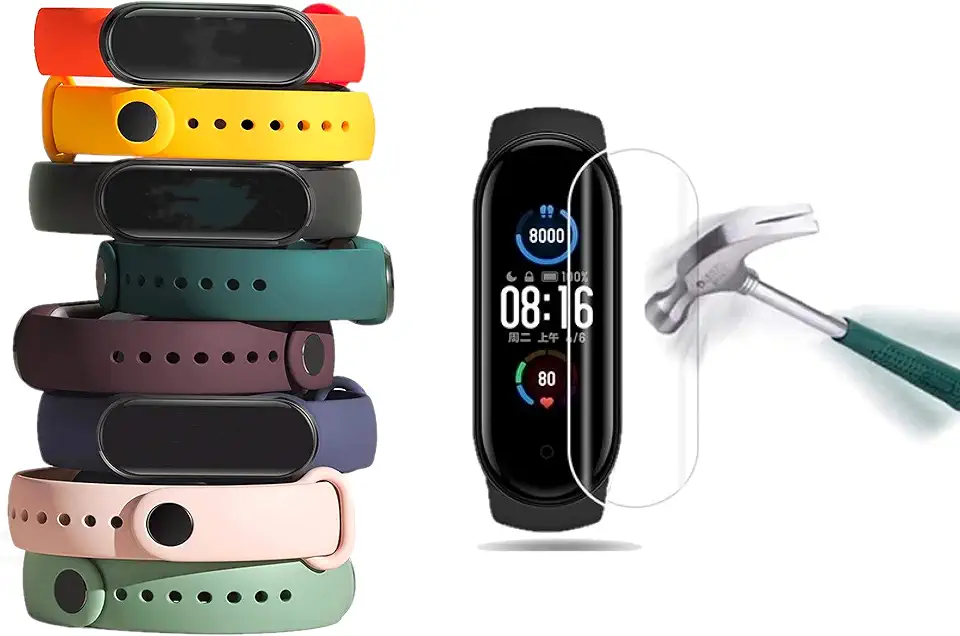 Pulseira para Mi Band 5 Xiaomi Kit com 8 unidades e Película protetora