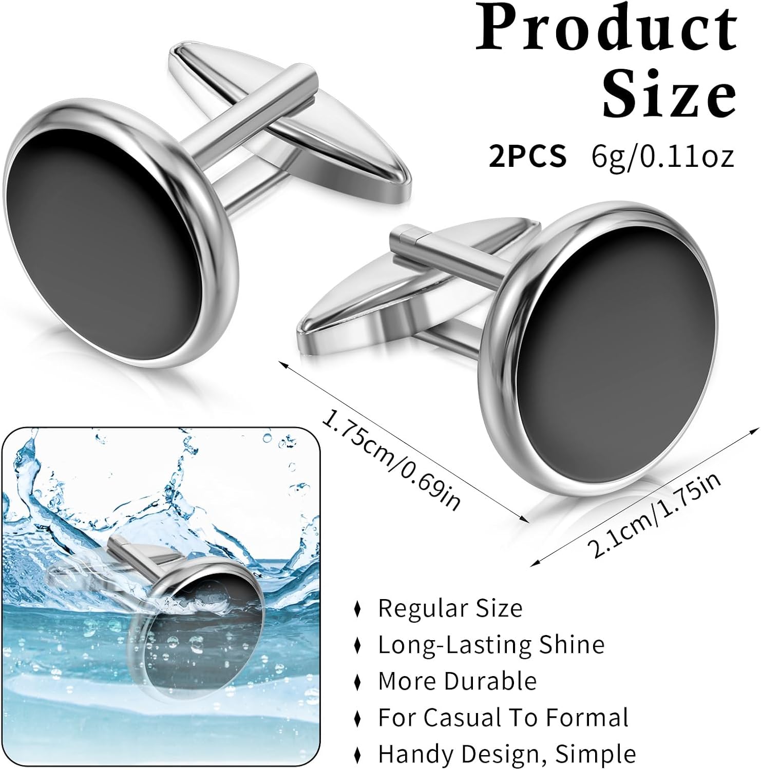 Tyqour Cuff Links Mens Cufflinks for Men Black Metal Tuxedo Cufflink Classic Groomsmen Cufflink Wedding Cuff Links for Father Husband Boyfriend Business Anniversary Birthday