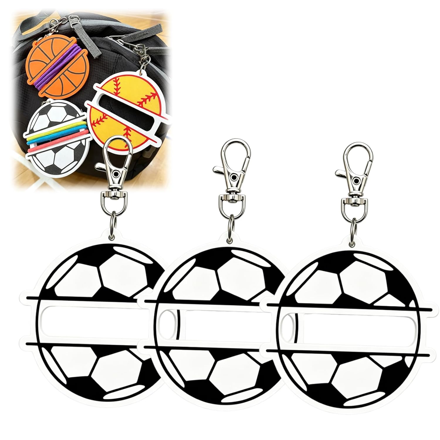 Scrunchie Holder Keychain Ball Backpack Charm HairTie Organizer combination image 2