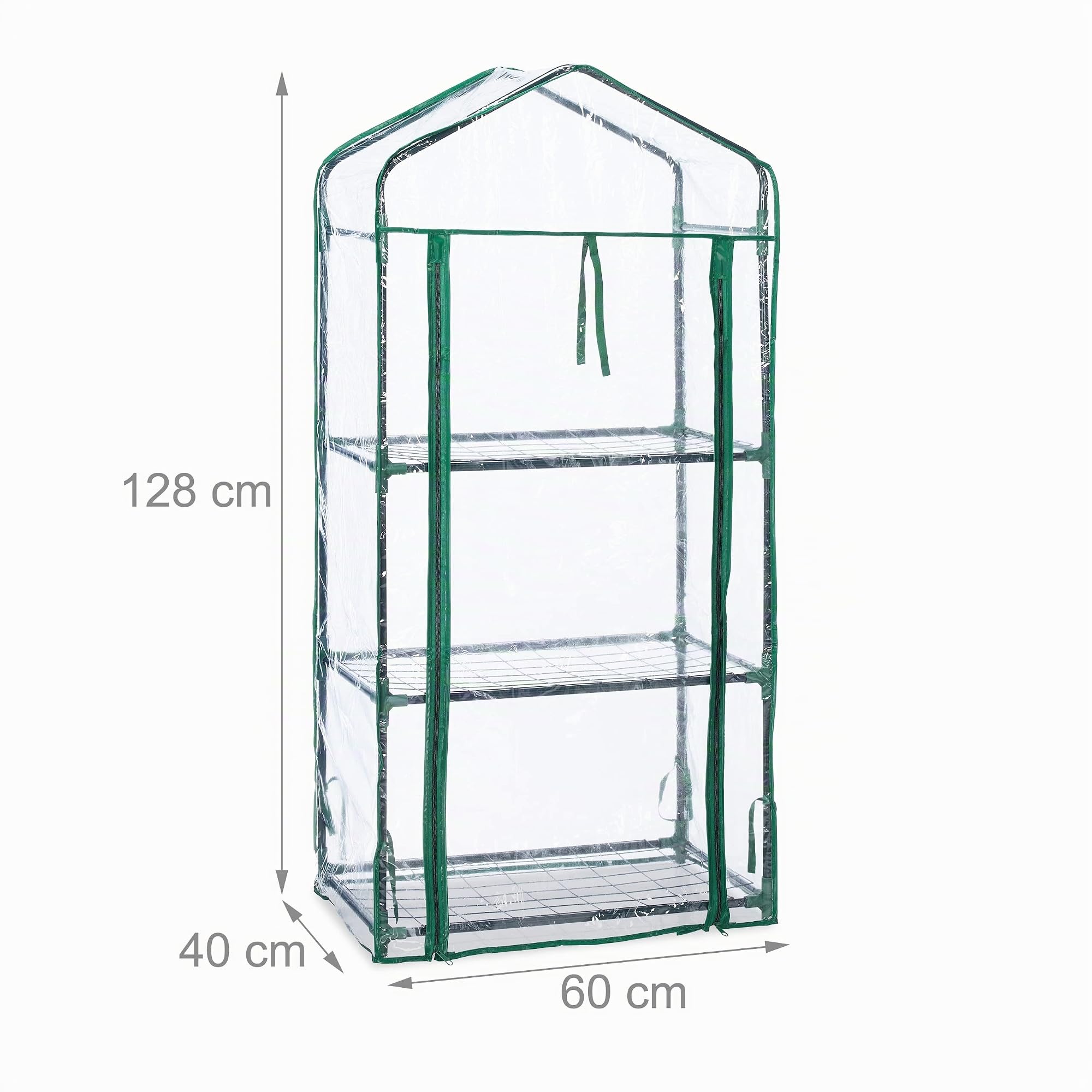 Relaxdays Serra per Il Balcone, in Acciaio e Telo in PVC, Vivaio, Giardinaggio, HLP: 128 x 60 x 40 cm, Verde Trasparente