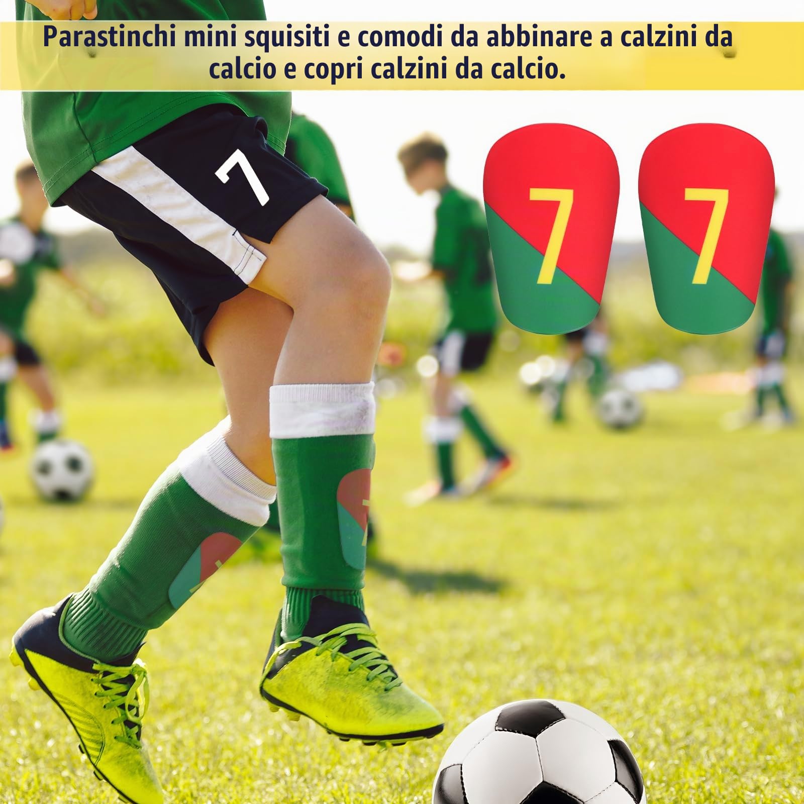 Mini Parastinchi da Calcio, 8x5cm Mini Parastinchi Parastinchi Protettivi Attrezzatura per Uomo Gioventù Adulto Donna Bambino Ragazzo Ragazza (Numero Speciale Uniforme N. 7)