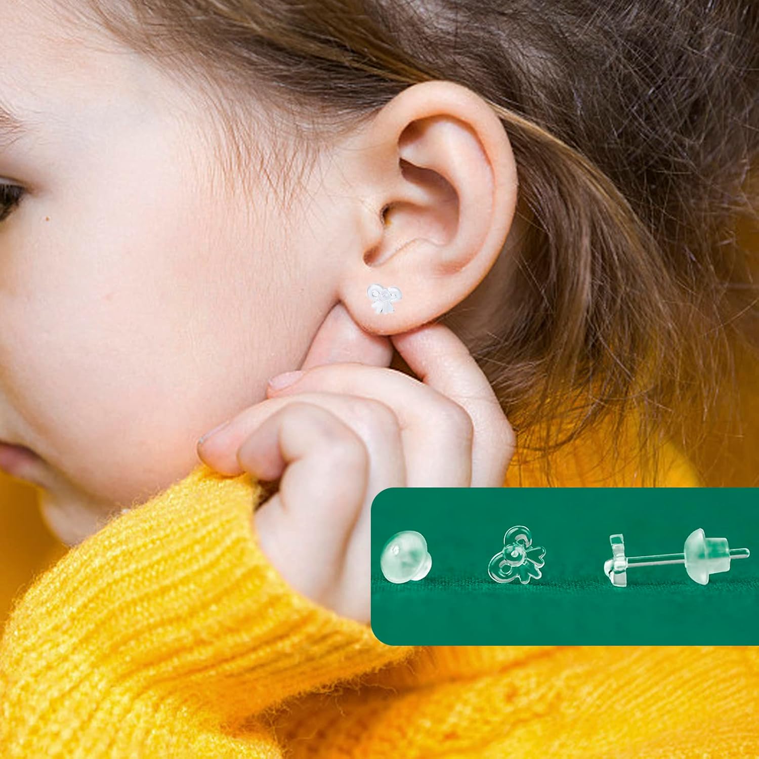 DaKuan 15 Pairs Plastic Earrings - 5 Styles, Soft Rubber Back, Sensitive Ears, Clear - Image 6